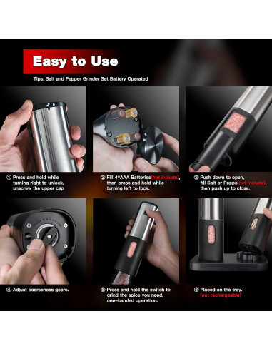 Juego de Molinillos de Sal y Pimienta Eléctricos BeEcone 2 Piezas
