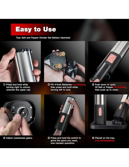 Juego de Molinillos de Sal y Pimienta Eléctricos BeEcone 2 Piezas
