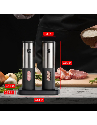 Juego de Molinillos de Sal y Pimienta Eléctricos BeEcone 2 Piezas