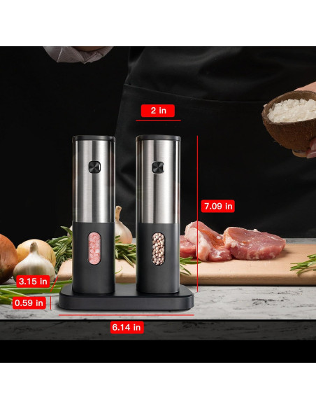 Juego de Molinillos de Sal y Pimienta Eléctricos BeEcone 2 Piezas
