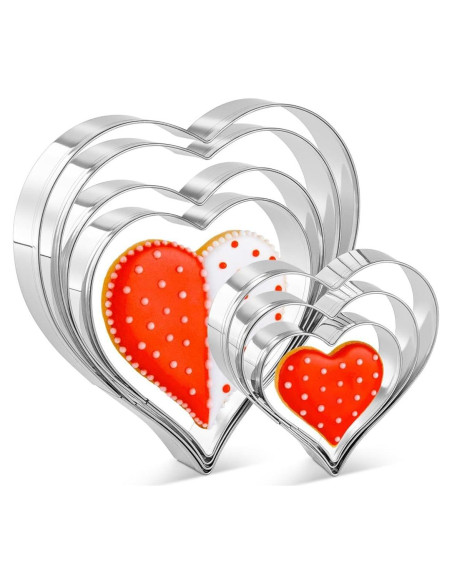 Juego de Cortadores de Galletas Corazón KELOFKO - 7 Piezas