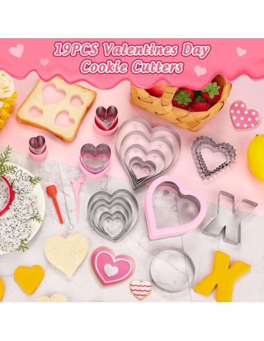 Juego de Cortadores de Galletas Corazón 19 Pcs Lezmarket