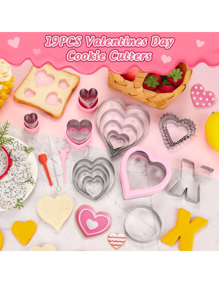 Juego de Cortadores de Galletas Corazón 19 Pcs Lezmarket