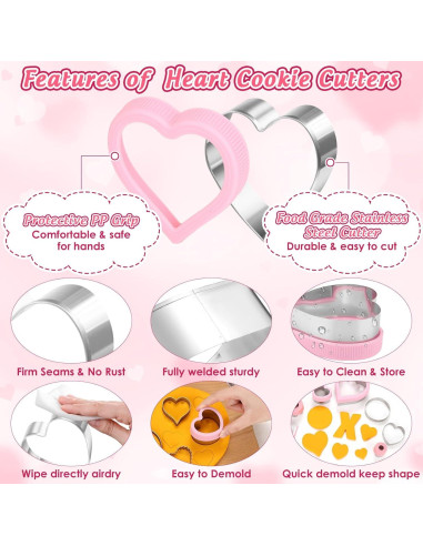 Juego de Cortadores de Galletas Corazón 19 Pcs Lezmarket