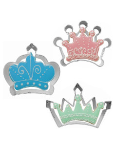 Juego de 3 Cortadores de Galletas Corona Comais Acero Inoxidable