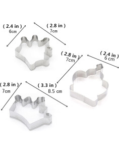 Juego de 3 Cortadores de Galletas Corona Comais Acero Inoxidable 2