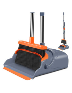 Escoba y Recogedor Autolimpiante Kelamayi 130 cm Gris Naranja