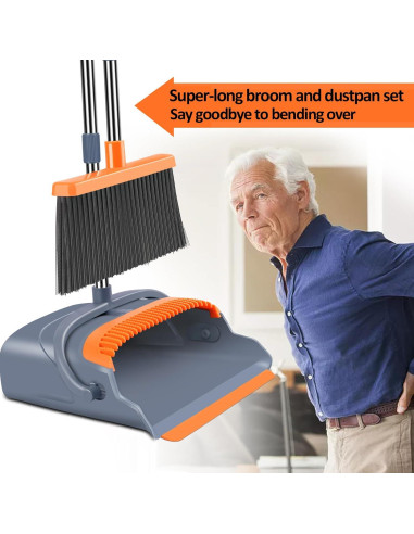 Escoba y Recogedor Autolimpiante Kelamayi 130 cm Gris Naranja