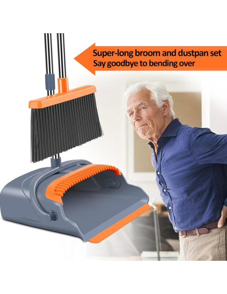 Escoba y Recogedor Autolimpiante Kelamayi 130 cm Gris Naranja