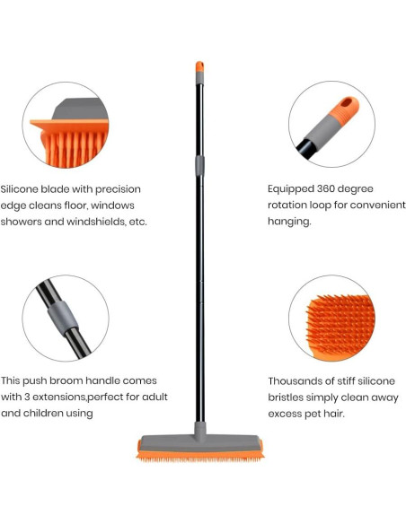 Escoba de goma TreeLen extensible para limpieza de alfombras