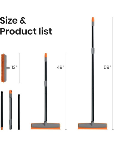 Escoba de goma TreeLen extensible para limpieza de alfombras