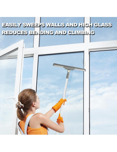 Escoba de Goma BSMstone con Mango Largo 132cm para Ducha y Ventanas