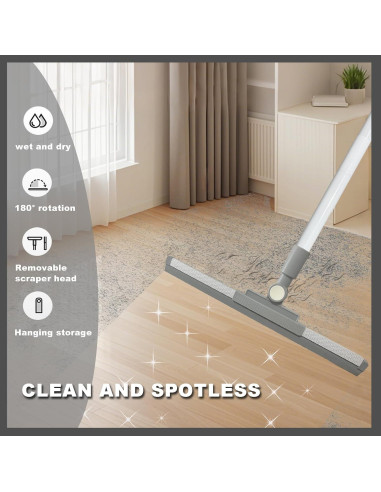 Escoba de Goma BSMstone con Mango Largo 132cm para Ducha y Ventanas