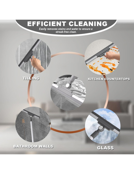 Escoba de Goma BSMstone con Mango Largo 132cm para Ducha y Ventanas