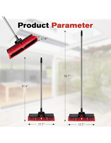 Escoba de Empuje YACASA 53" Mango Inoxidable 45,72 cm