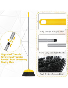 Escoba de Piso TreeLen Amarilla 139,7 cm Cerdas Suaves 2