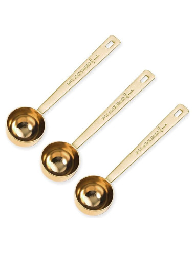3 Cucharas Medidoras de Acero Inoxidable FHDUSRYO 15ml Dorado