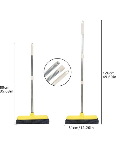 Escoba de Empuje LandHope 120 cm Mango Largo Cerdas Suaves