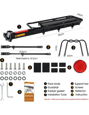 Soporte de Carga Ajustable para Bicicleta West Biking 50kg