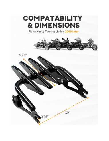 Soporte de Equipaje PBYMT para Harley Touring 2009-2024 Negro