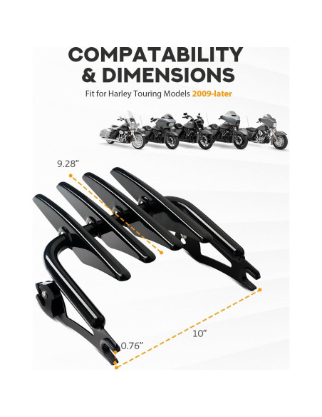 Soporte de Equipaje PBYMT para Harley Touring 2009-2024 Negro
