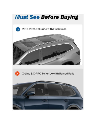 Barras Transversales de Techo JOYTUTUS 220 lbs para Kia Telluride 2019-2025