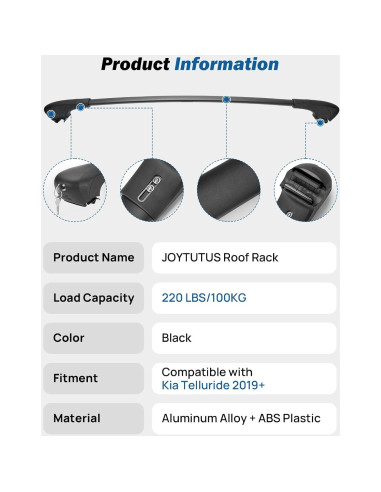 Barras Transversales de Techo JOYTUTUS 220 lbs para Kia Telluride 2019-2025