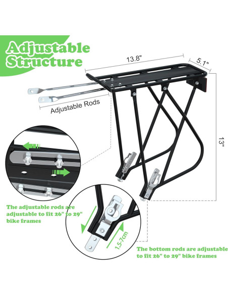 Portaequipajes de Bicicleta RELIANCER Ajustable 55 lbs