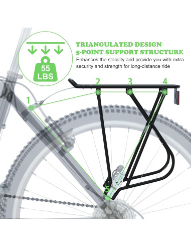 Portaequipajes de Bicicleta RELIANCER Ajustable 55 lbs