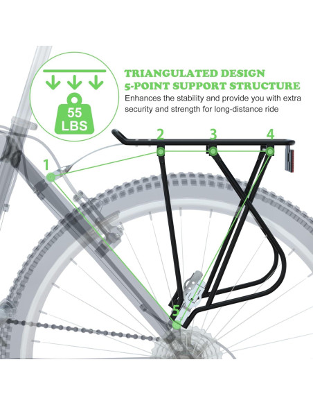 Portaequipajes de Bicicleta RELIANCER Ajustable 55 lbs