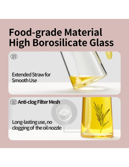 Botella Spray de Aceite Ankou 300ml Vidrio Borosilicato Rojo