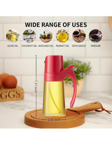 Botella Spray de Aceite Ankou 300ml Vidrio Borosilicato Rojo