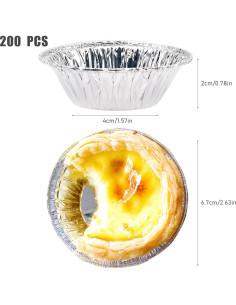 200 Tazas de Aluminio Desechables JJYHEHOT para Hornear 2