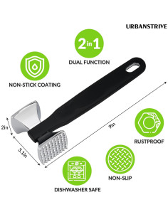 Martillo Aplanador de Carne Urbanstrive 2 en 1 Acero Inoxidable 2