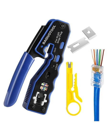 Crimpadora RJ45 BAIDUOTOOL con Pelacables y Cuchillas