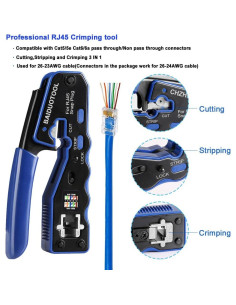 Crimpadora RJ45 BAIDUOTOOL con Pelacables y Cuchillas 2