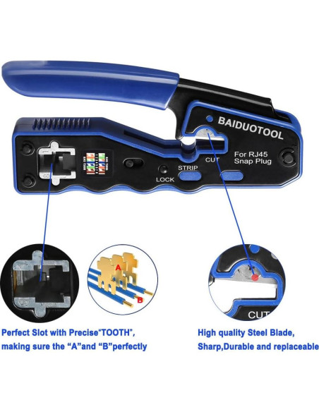 Crimpadora RJ45 BAIDUOTOOL con Pelacables y Cuchillas