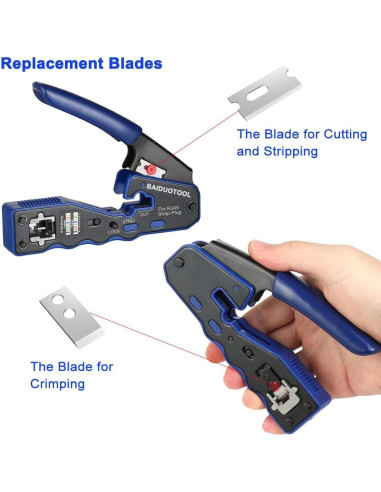 Crimpadora RJ45 BAIDUOTOOL con Pelacables y Cuchillas