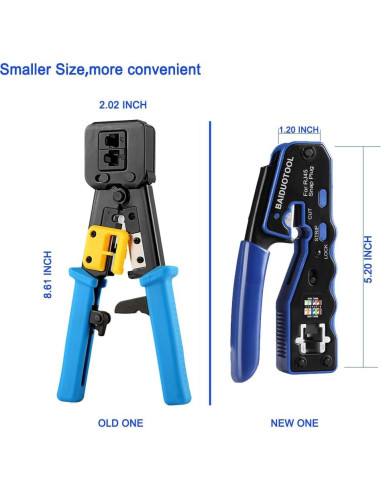 Crimpadora RJ45 BAIDUOTOOL con Pelacables y Cuchillas