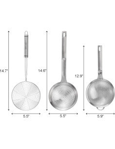 Juego de 3 coladores de acero inoxidable Suwimut 32.77 cm 2