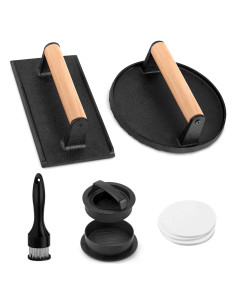 Conjunto Prensa de Hamburguesas Hierro Fundido Leonyo 2.43kg