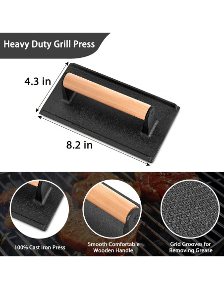 Conjunto Prensa de Hamburguesas Hierro Fundido Leonyo 2.43kg