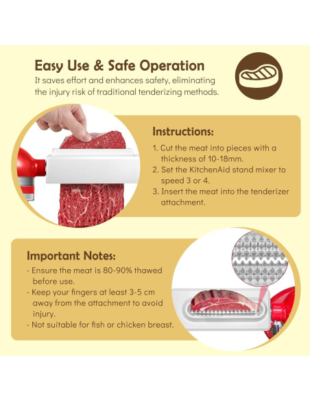 Ablandador de Carne RYANER para Mezclador KitchenAid - 48 Agujas