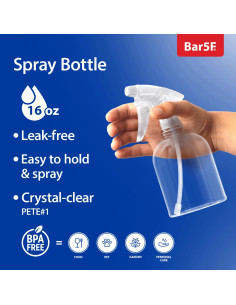 Botella de Spray Bar5F 473 ml, Ajustable, Clara, Rellenable 2