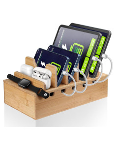 Estación de Carga de Bambú MINCORD para 5 Dispositivos