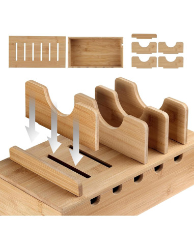 Estación de Carga de Bambú MINCORD para 5 Dispositivos