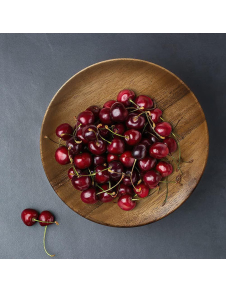 IQCWOOD Set de 4 Platos de Madera de Acacia 20 cm