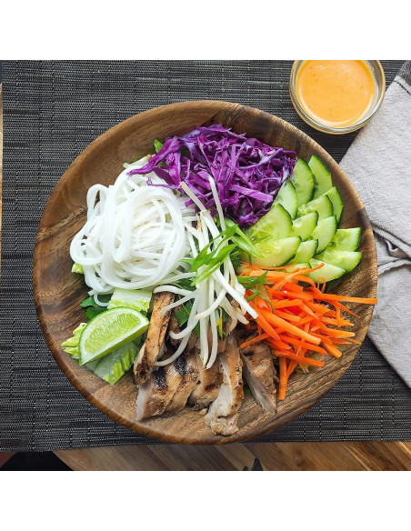 IQCWOOD Set de 4 Platos de Madera de Acacia 20 cm