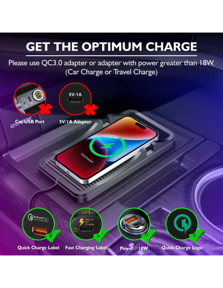 Base de Carga Inalámbrica para Coche TASUMATO 15W Qi Soporte