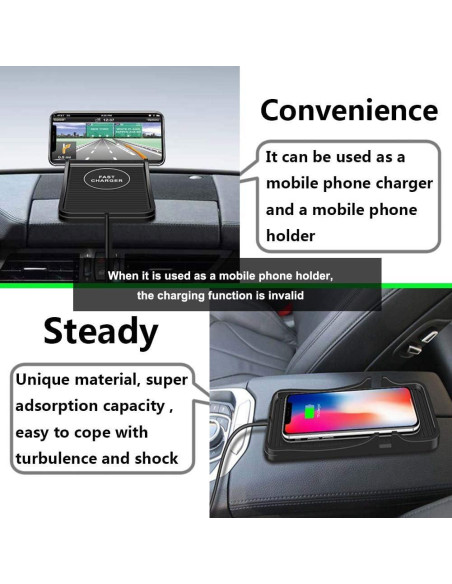 Base de Carga Inalámbrica para Coche TASUMATO 15W Qi Soporte